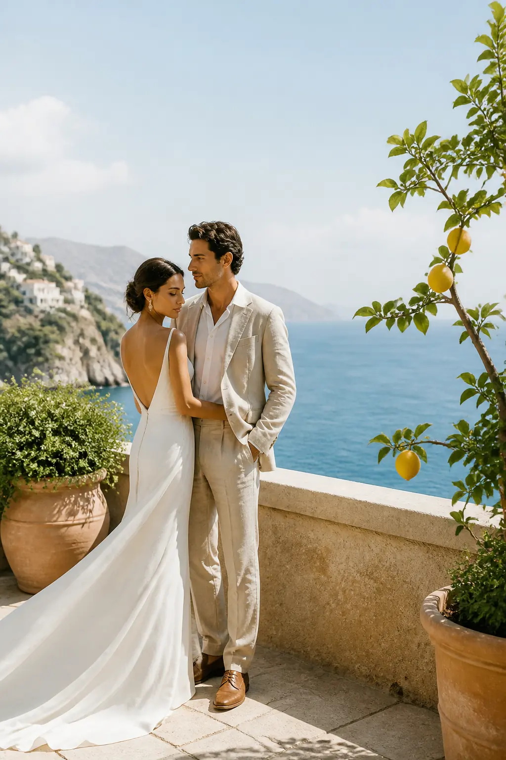Portada del diseño Amalfi: invitación digital de casamiento, estilo mediterráneo