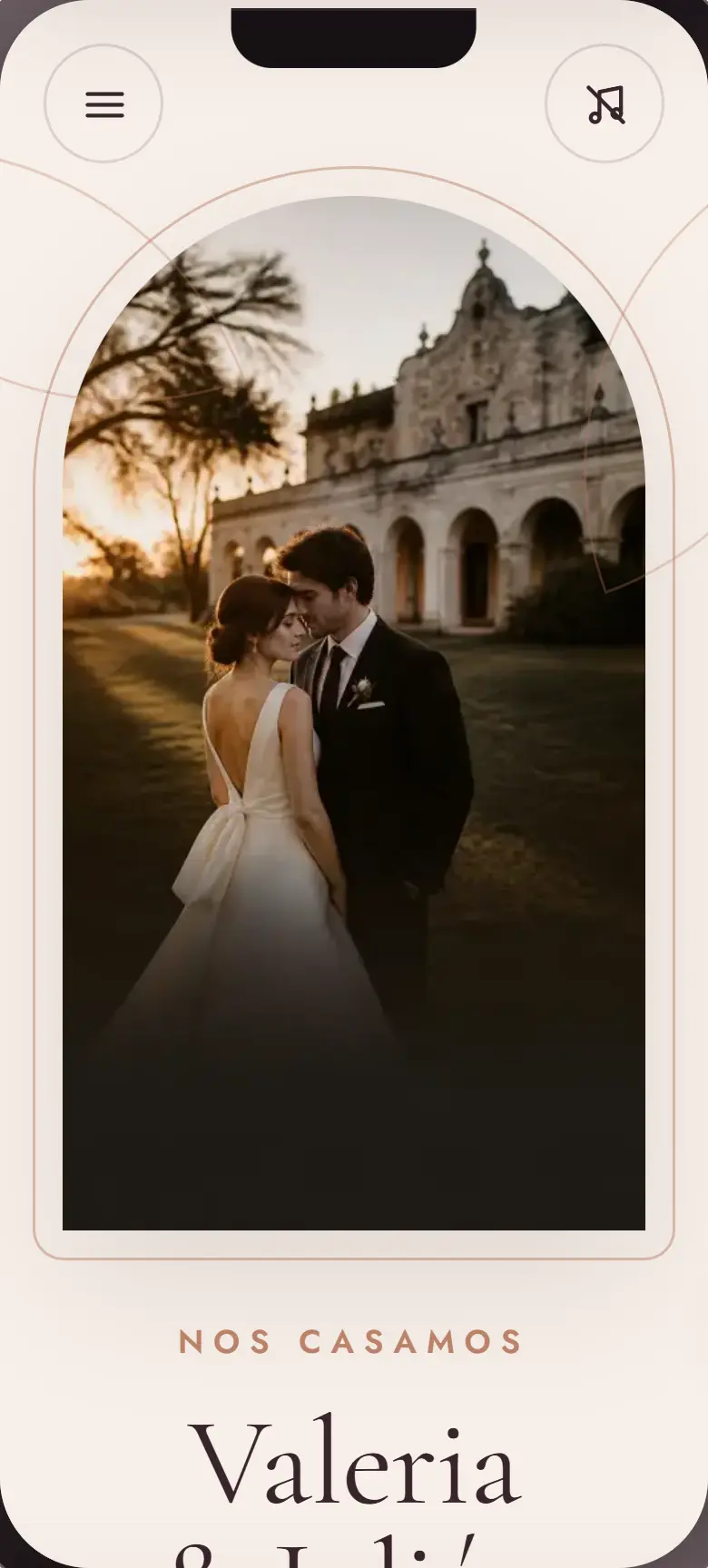 Ejemplo de invitación digital: portada de Valeria & Julián, 12 de diciembre, Estancia La Candelaria